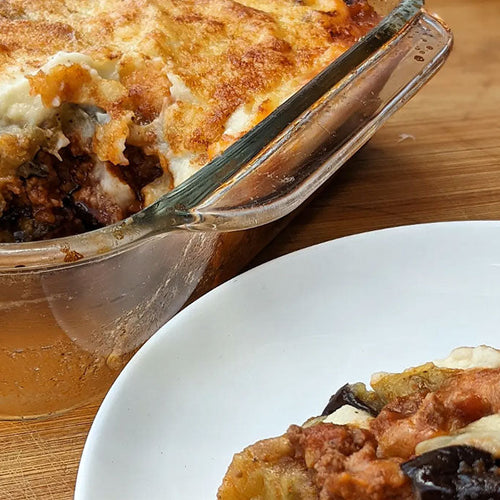 Beef & Eggplant Moussaka with Collagen Cauliflower Sauce